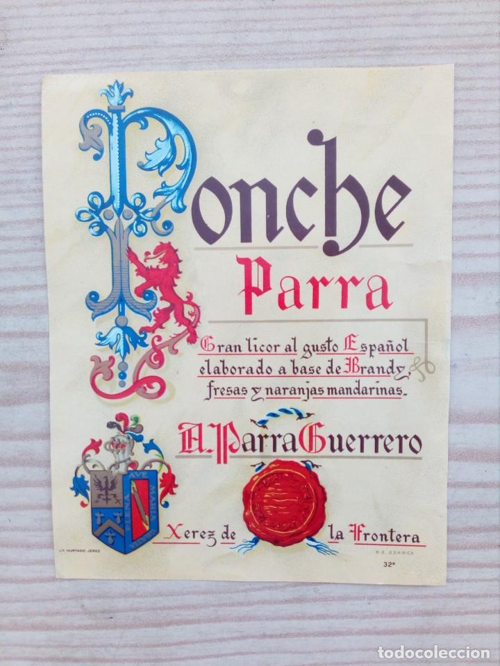 Alte Etiketten: Etiqueta Brandy Ponche Parra