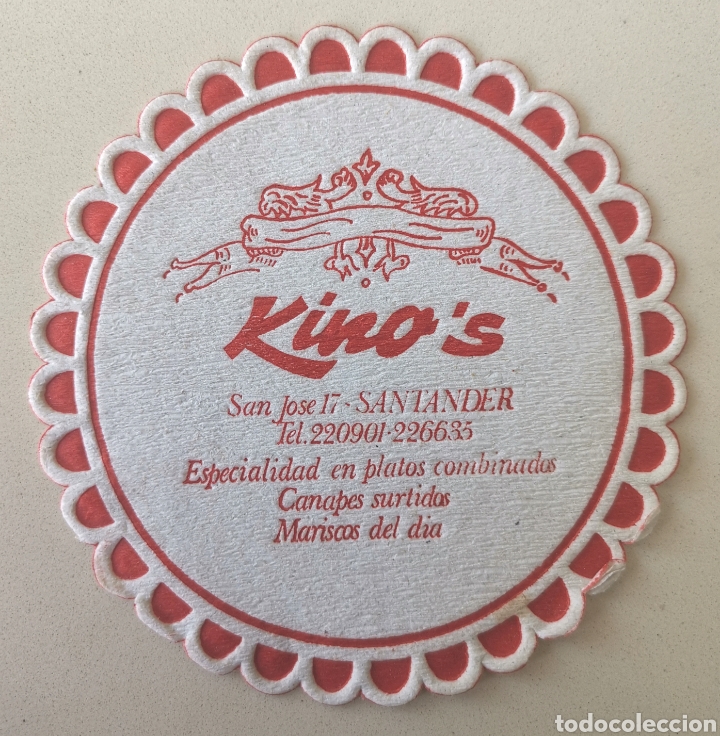 Alte Etiketten: Posavasos Kino's restaurante - Calle San Jose - Santander (Cantabria) - Coaster