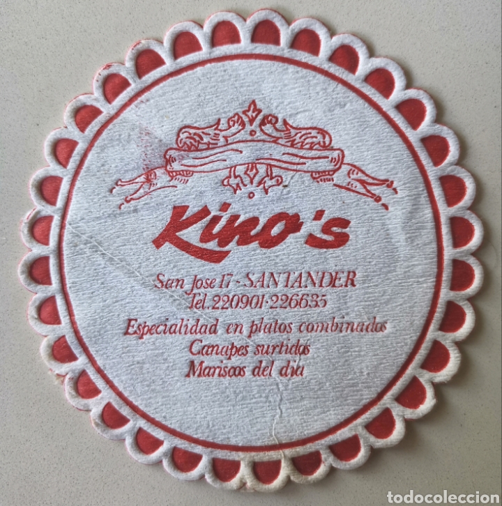 Old Labels: Posavasos Kino's restaurante - Calle San Jose - Santander (Cantabria) - Coaster