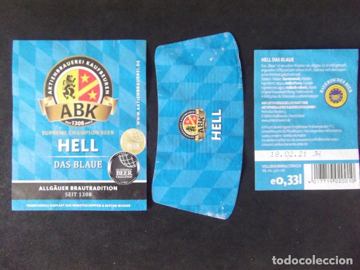 Etichette antiche: CERVEZA-V9ET-9-ETIQUETAS-ABK-HELL-DAS BLAUE-GERMANY