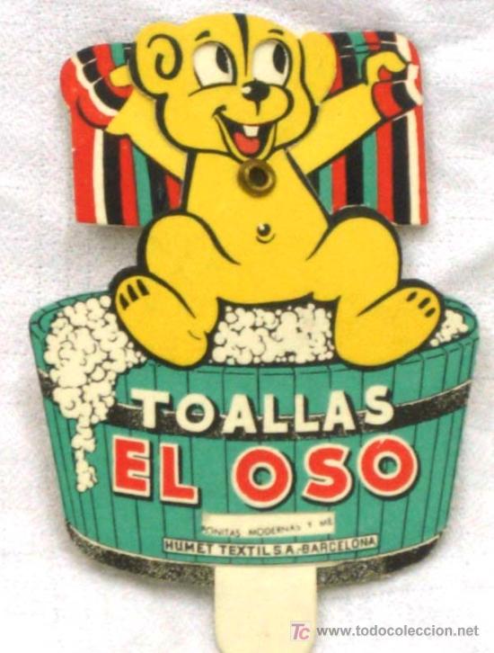 Old Labels: Etiqueta publicidad Toallas el Oso color amarillo Humet Textil Barcelona movimiento ojos a&ntilde;os 50