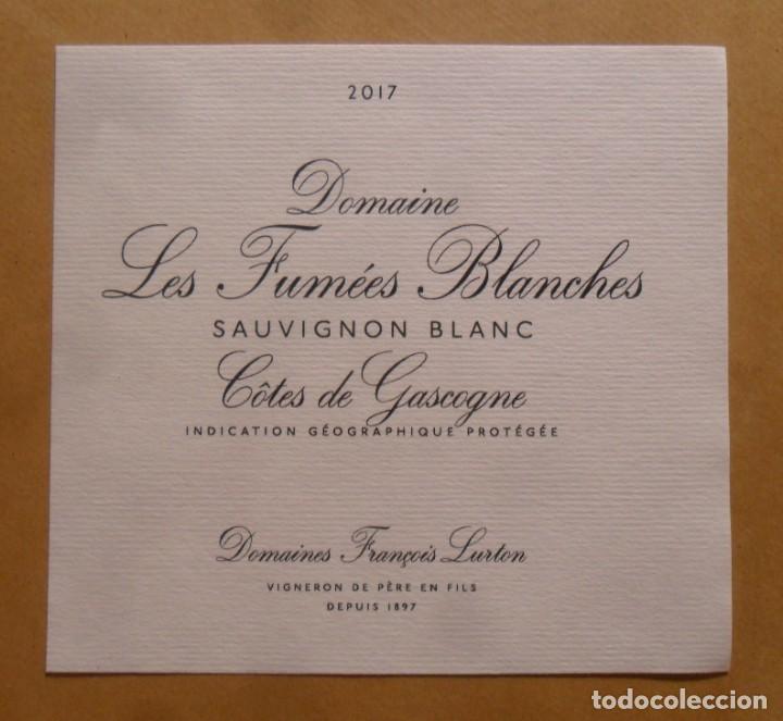 Etiquetas antiguas: ETIQUETA VINO DOMAINE 2017 - LES FUM&Eacute;ES BLANCHES - SAUVIGNON BLANC - C&Ocirc;TES DE GASCOGNE