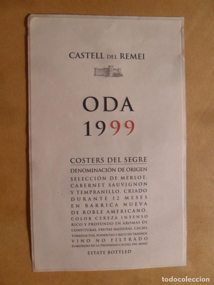 Etiquetas antiguas: ETIQUETA VINO ODA 1999 - CASTELL DEL REMEI