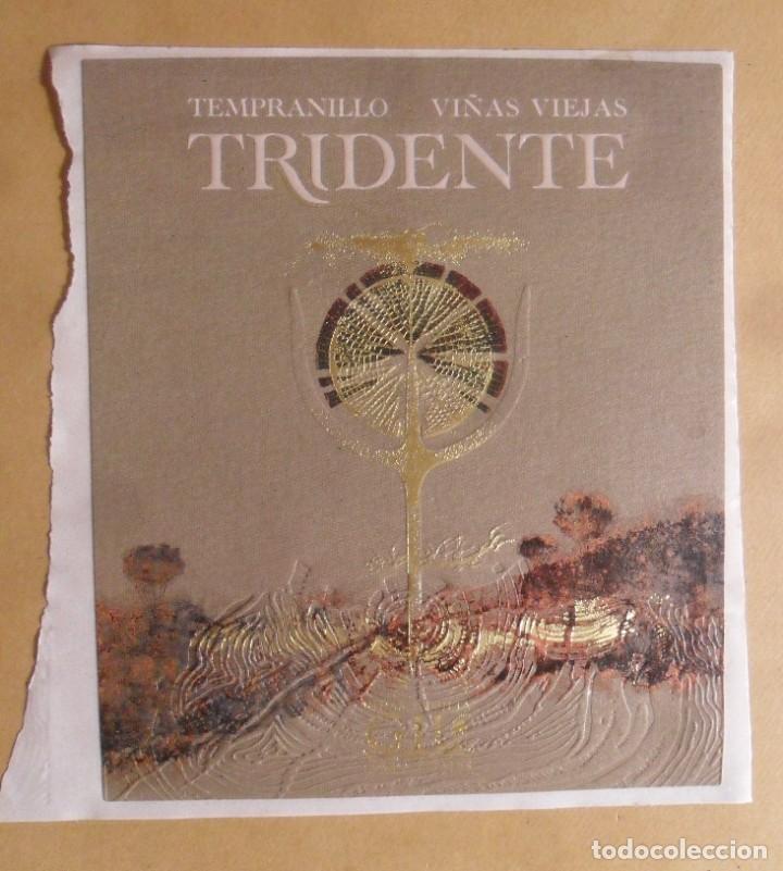 Etiquetas antiguas: ETIQUETA VINO TRIDENTE - TEMPRANILLO - VI&Ntilde;AS VIEJAS