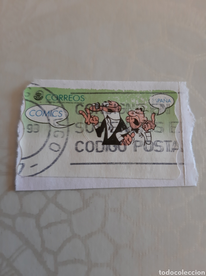 Etichette antiche: ATM 1999 matasello Lugo etiqueta POSTAL Espa&ntilde;a mortadelo y filem&oacute;n c&oacute;digo postal