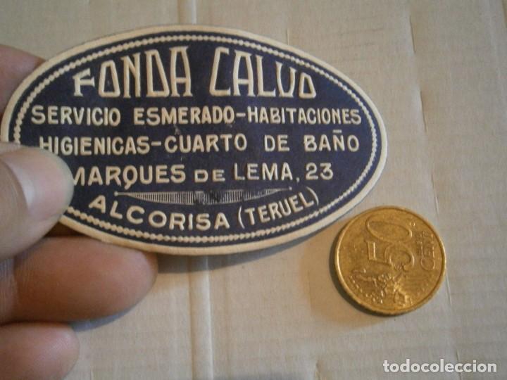 Alte Etiketten: ETIQUETA DE ZARAGOZA A&Ntilde;OS 30/40. FONDA CALUA, (TERUEL)