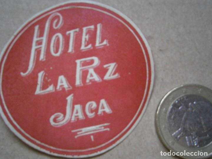 Etiquetas antiguas: ETIQUETA DE A&Ntilde;OS 30/40. HOTEL LA PAZ JACA