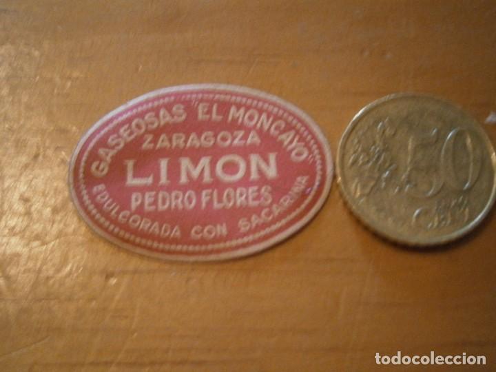 Etiquetas antiguas: ETIQUETA DE ZARAGOZA A&Ntilde;OS 30/40. GASEOSAS EL MONCAYO