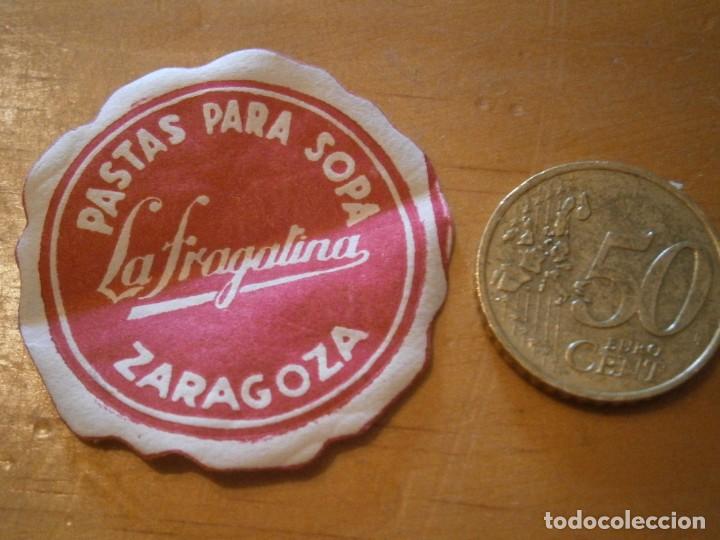 Etiquetas antiguas: ETIQUETA DE ZARAGOZA A&Ntilde;OS 30/40. PASTAS PARA SOPA LA FRAGATINA