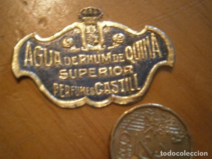 Etiquetas antiguas: ETIQUETA DE A&Ntilde;OS 30/40. AGUA DE RHUM DE QUINA SUPERIOR. PERFUMES CASTILL