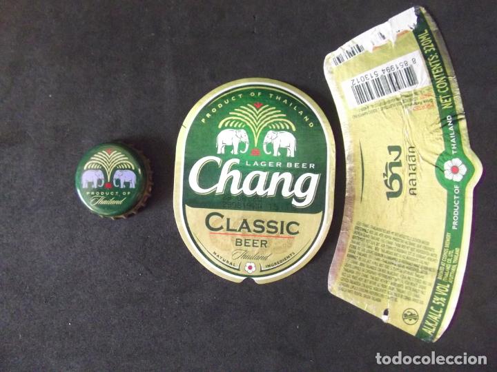 Etichette antiche: CERVEZA-V9-K-4-ETIQUETAS Y CHAPA-CHANG-THAILAND