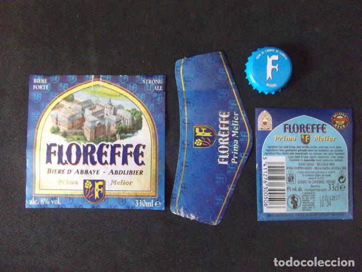 Old Labels: CERVEZA-V9-K-4-ETIQUETAS Y CHAPA-FLOREFFE-BELGIAN