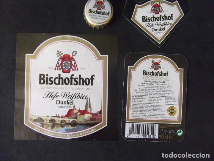 Old Labels: CERVEZA-V9-K-4-ETIQUETAS Y CHAPA-BISCHOFSHOF-GERMANY