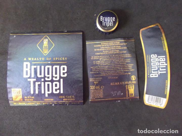 Old Labels: CERVEZA-V9-K-4-ETIQUETAS Y CHAPA-BRUGGE TRIPEL-BELGIUM