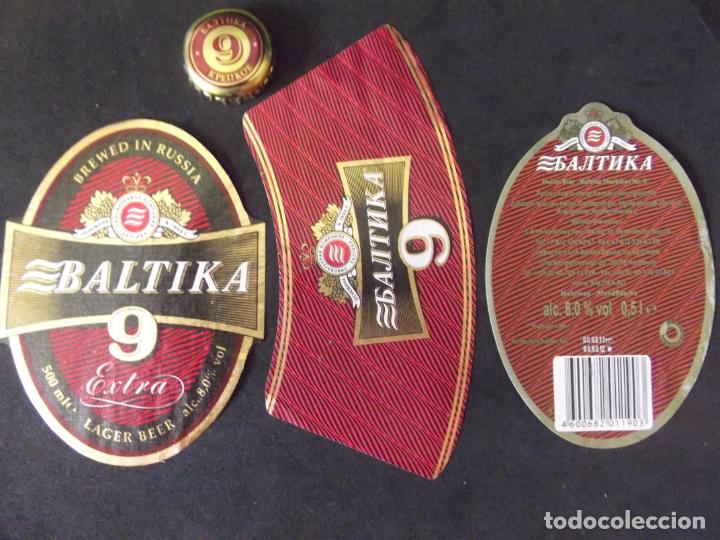 Old Labels: CERVEZA-V9-K-4-ETIQUETAS Y CHAPA-BALTIKA 9