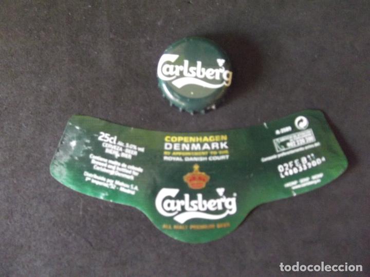Old Labels: CERVEZA-V9-K-4-ETIQUETAS Y CHAPA-CARLSBERG-DENMARK