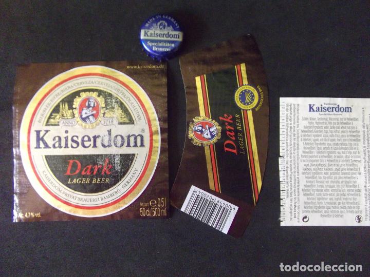 Old Labels: CERVEZA-V9-K-4-ETIQUETAS Y CHAPA-KAISERDOM-GERMANY