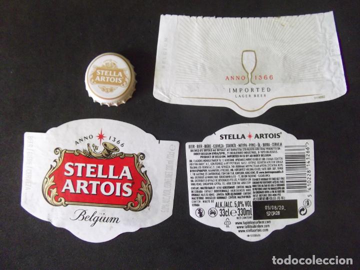 Old Labels: CERVEZA-V9-K-4-ETIQUETAS Y CHAPA-STELLA ARTOIS-BELGIUM