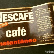 Etiquetas antiguas: ANTIGUA ETIQUETA DE NESCAFE (NESTLÉ LA PENILLA SANTANDER) 50 G 6,5X20 CM (AÑOS 60) CAFE INSTANTANEO. Lote 215893162
