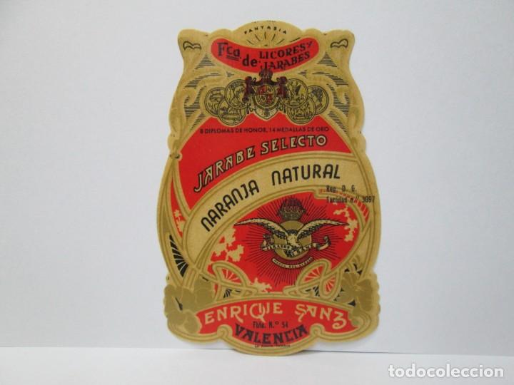 Etiquetas antiguas: ANTIGUA ETIQUETA, JARABE SELECTO NARANJA NATURAL ENRIQUE SANZ