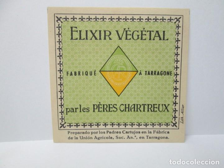 Etiquetas antiguas: ANTIGUA ETIQUETA ELIXIR VEGETAL PERES CHARTREAUX