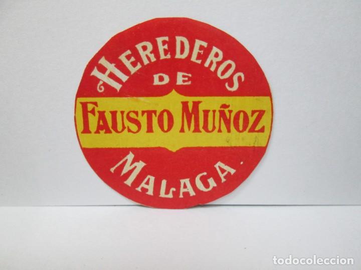 Etiquetas antiguas: ANTIGUA ETIQUETA, HEREDEROSA DE FAUSTO MU&Ntilde;OZ MALAGA