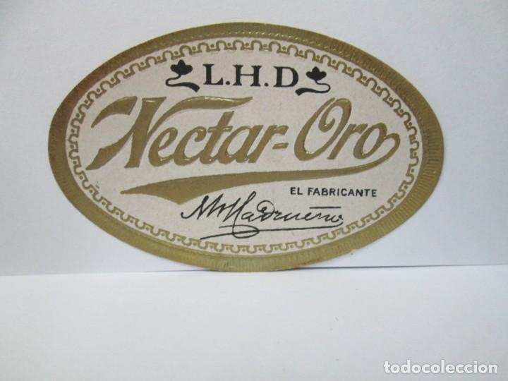 Etiquetas antiguas: ANTIGUA ETIQUETA L.H.D. NECTAR ORO