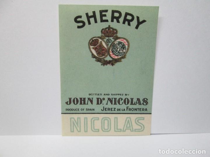 Etiquetas antiguas: ANTIGUA ETIQUETA, SHERRY NICOLAS
