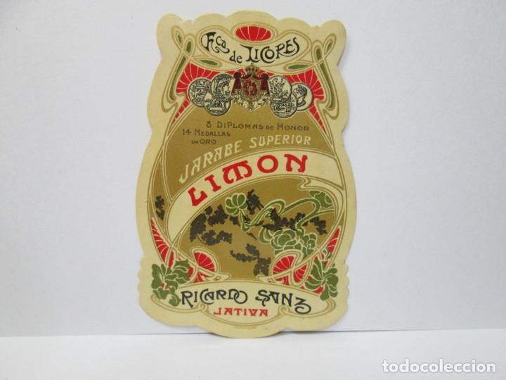 Etiquetas antiguas: ANTIGUA ETIQUETA, JARABE SUPERIOR LIMON RICARDO SANZ JATIVA
