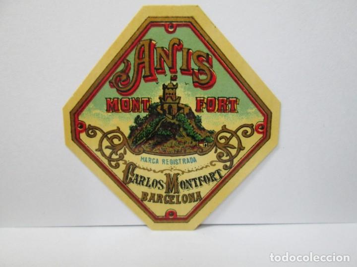 Etiquetas antiguas: ANTIGUA ETIQUETA ANIS MONT FORT