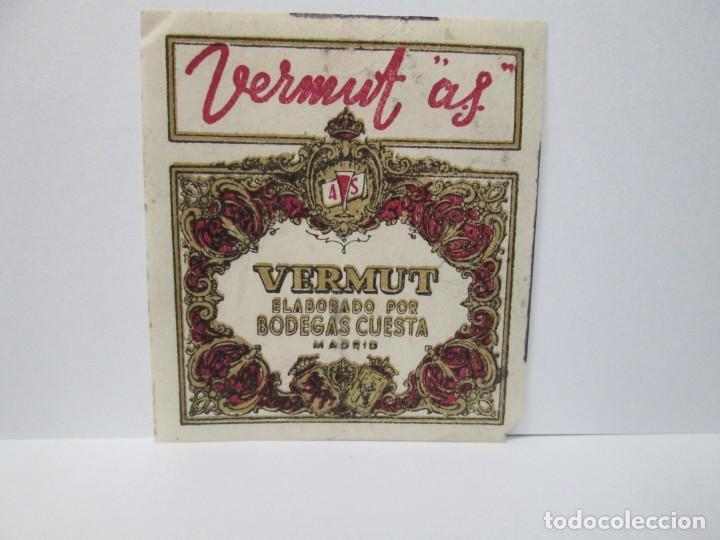 Etiquetas antiguas: ANTIGUA ETIQUETA, VERMUT BODEGAS CUESTA
