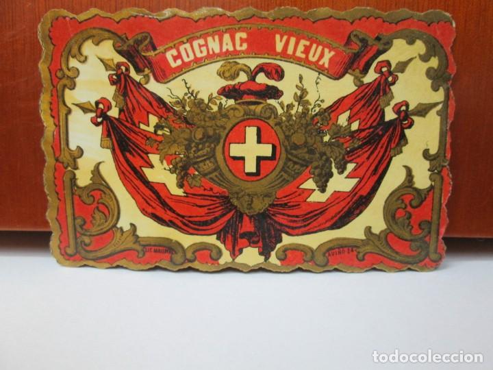 Etiquetas antiguas: ANTIGUA ETIQUETA BRANDY CO&Ntilde;AC, COGNAC VIEUX