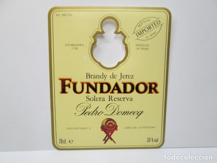 Etiquetas antiguas: ANTIGUA ETIQUETA BRANDY CO&Ntilde;AC, FUNDADOR