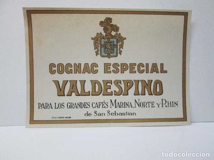 Etiquetas antiguas: ANTIGUA ETIQUETA BRANDY CO&Ntilde;AC, ESPECIAL VALDESPINO