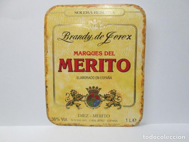 Etiquetas antiguas: ANTIGUA ETIQUETA BRANDY CO&Ntilde;AC, MARQUES DEL MERITO