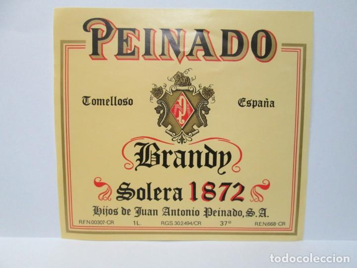 Etiquetas antiguas: ANTIGUA ETIQUETA BRANDY CO&Ntilde;AC, PEINADO