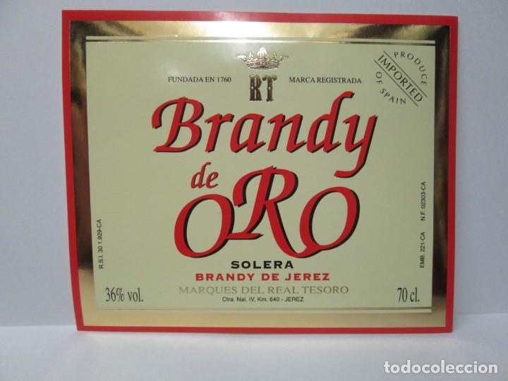 Etiquetas antiguas: ANTIGUA ETIQUETA BRANDY CO&Ntilde;AC, DE ORO