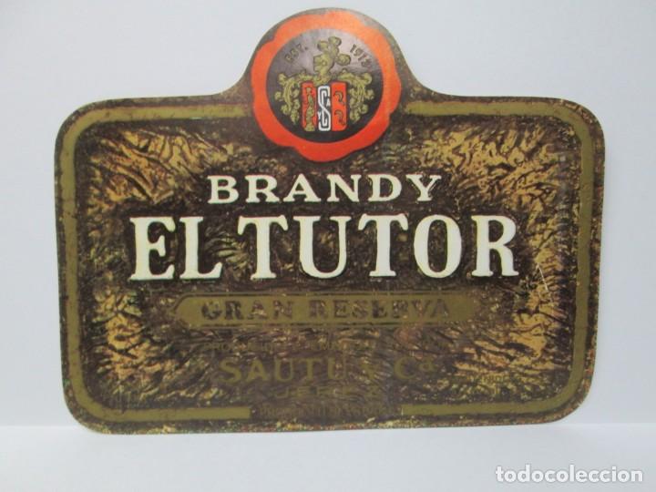 Etiquetas antiguas: ANTIGUA ETIQUETA BRANDY CO&Ntilde;AC, EL TUTOR