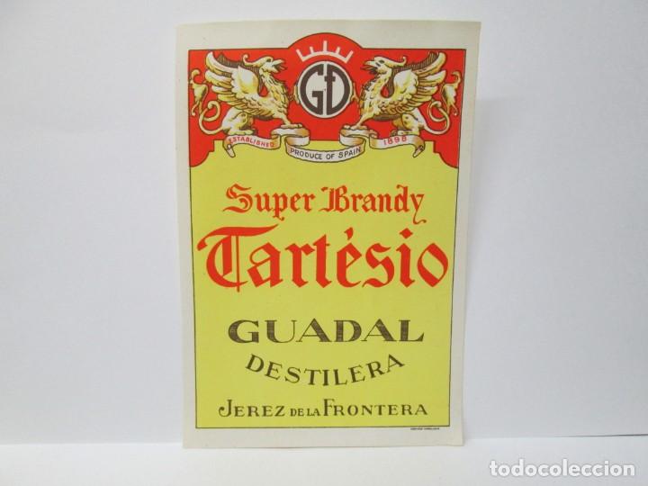 Etiquetas antiguas: ANTIGUA ETIQUETA BRANDY CO&Ntilde;AC, TARTESIO
