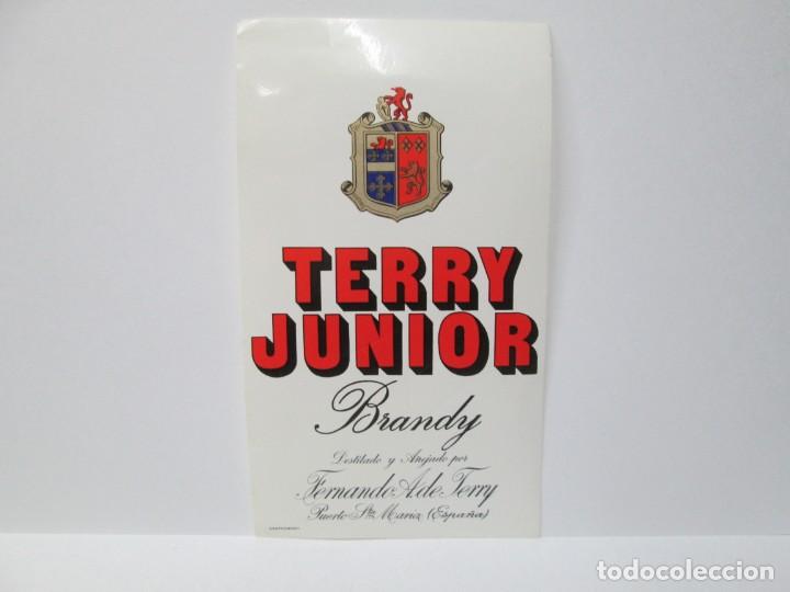 Etiquetas antiguas: ANTIGUA ETIQUETA BRANDY CO&Ntilde;AC, TERRY JUNIOR