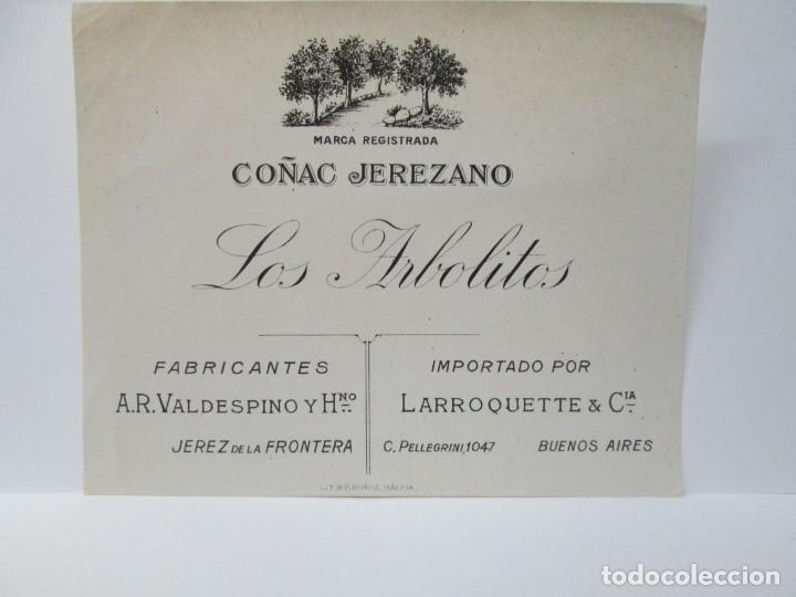 Etiquetas antiguas: ANTIGUA ETIQUETA BRANDY CO&Ntilde;AC, LOS ARBOLITOS
