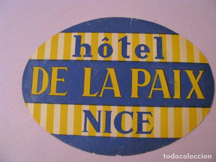 Etiquetas antiguas: ETIQUETA HOTEL DE LA PAIX NICE, NIZA, FRANCIA
