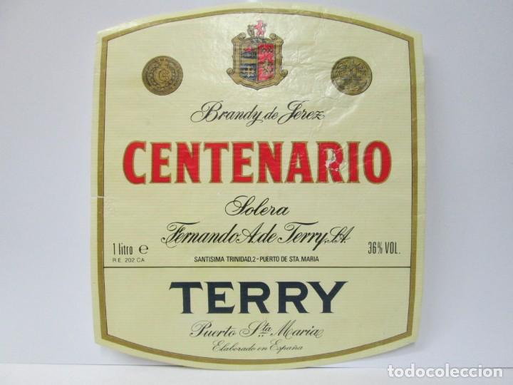 Etiquetas antiguas: ANTIGUA ETIQUETA BRANDY CO&Ntilde;AC, CENTENARIO TERRY, 3 ETIQUETAS