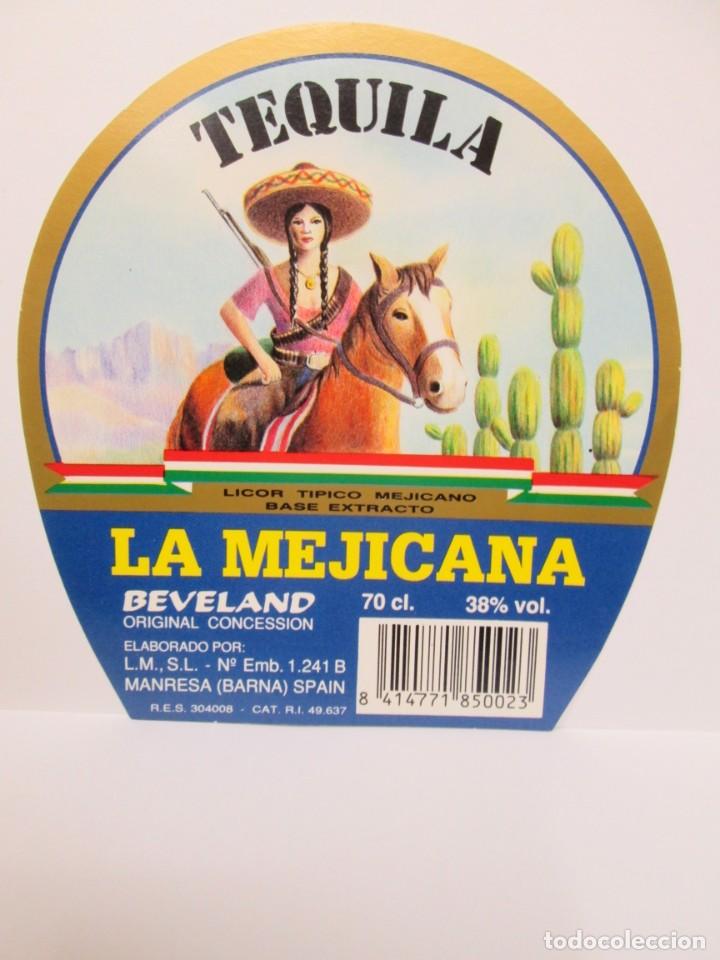 Etiquetas antiguas: ANTIGUA ETIQUETA BRANDY CO&Ntilde;AC, TEQUILA LA MEJICANA