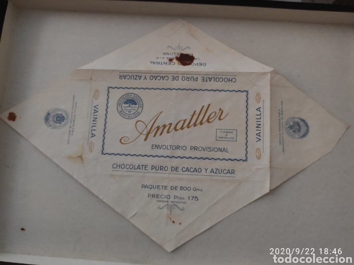 Etiquetas antiguas: Envoltorio de chocolate Amatller a&ntilde;os 30 - Foto 1