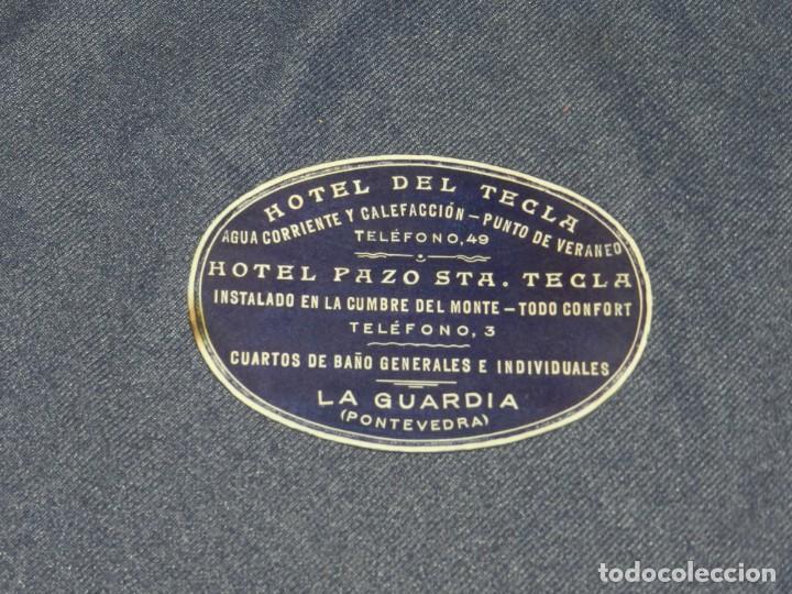 Etiquetas antiguas: ETIQUETA DE HOTEL - HOTEL DEL TECLA - LA GUARDIA, PONTEVEDRA - 10X7CM, POCAS SE&Ntilde;ALES DE USO