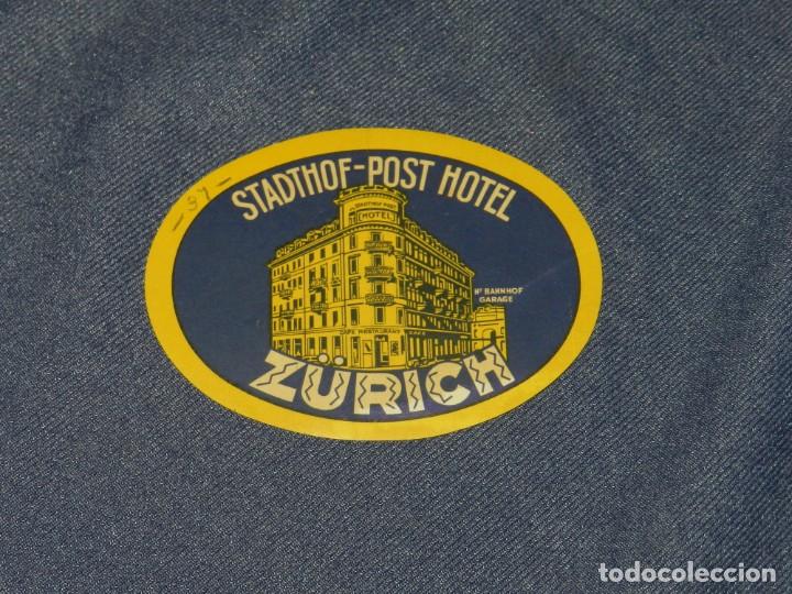 Etiquetas antiguas: ETIQUETA DE HOTEL - STADTHOF - POST HOTEL ZURICH 10X7,5CM, BUEN ESTADO