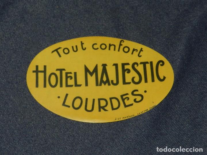 Etiquetas antiguas: ETIQUETA DE HOTEL - HOTEL MAJESTIC LOURDES, 14X9CM, BUEN ESTADO