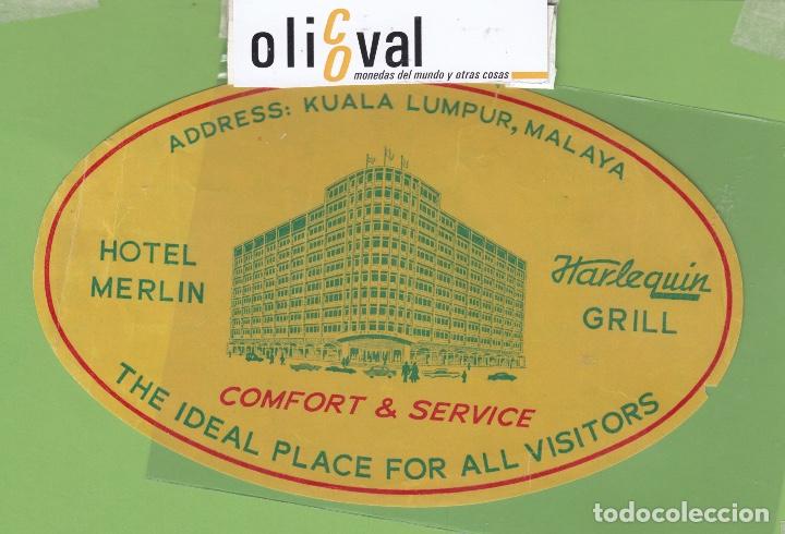 Etiquetas antiguas: ETIQUETA HOTEL MERLIN KUALA LUMPUR MALAYA OVAL175 EH3100