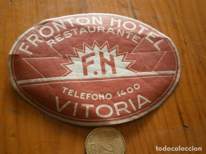 Etiquetas antiguas: HOTEL FRONTON,VITORIA&iexcl;ETIQUETA,DE,IMPRENTA,A&Ntilde;OS 30,40,UNICA,EN,TC,DISPONEMOS,MAS.DE,.100.000,